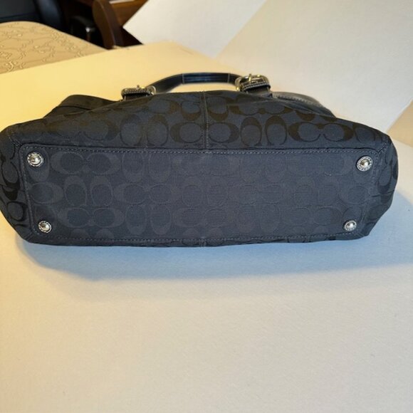 Coach Handbag - Black Soho Signature Tote Patent Leather Trim - Like New - Picture 3 of 11